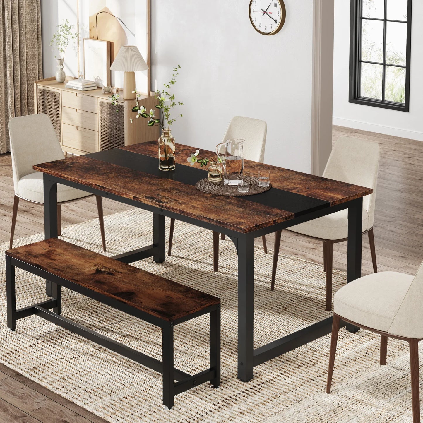 Tribesigns Industrial Dining Table For Six To Eight People