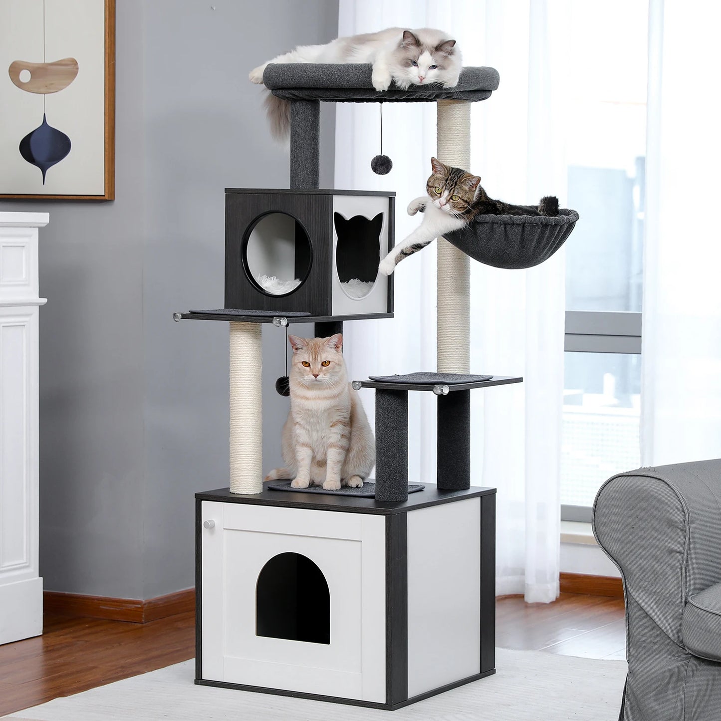 PAWZ Road Multi Level Cat Tree Indoor Wood Cat Tower