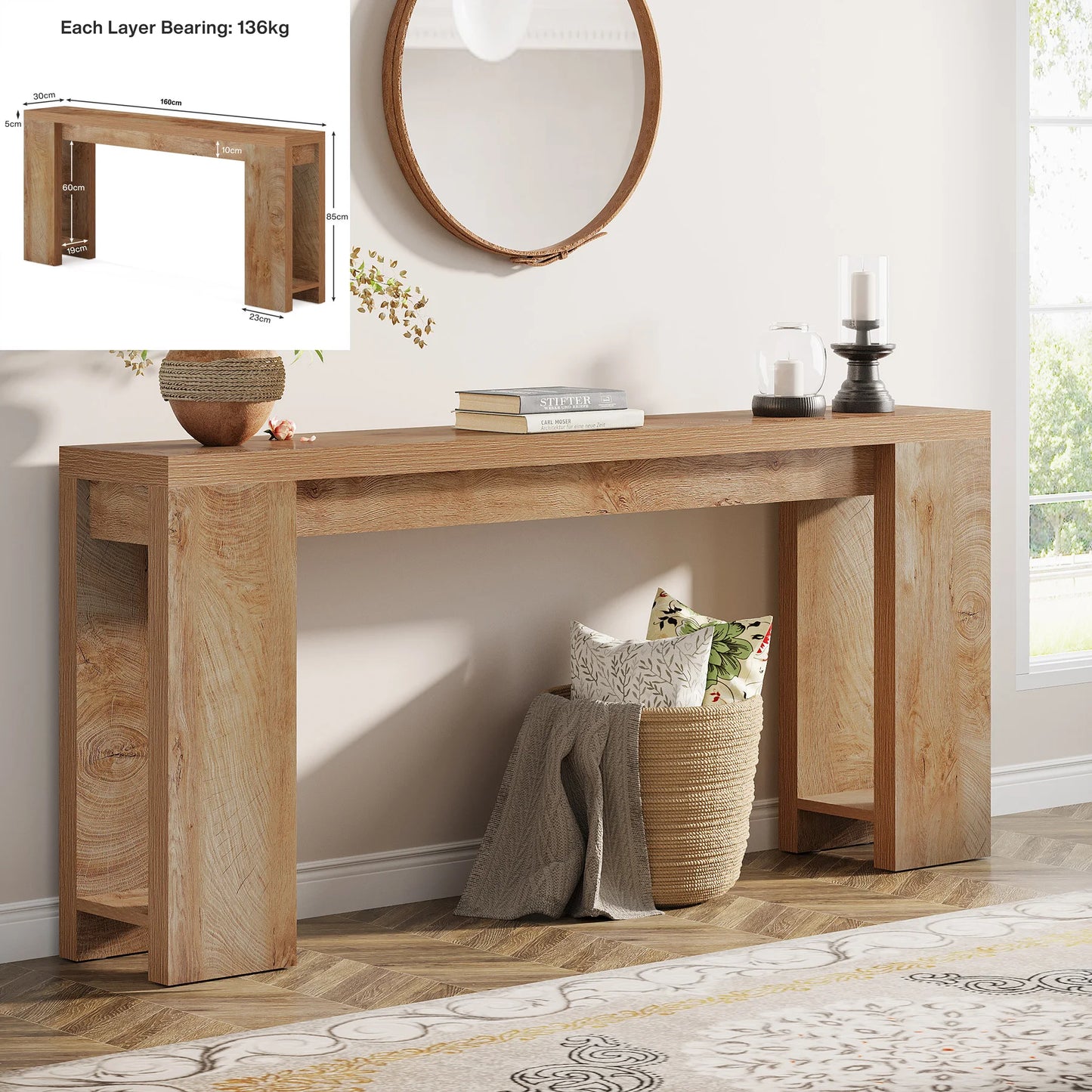 Tribesigns Farmhouse Console Table Wooden Sofa Table