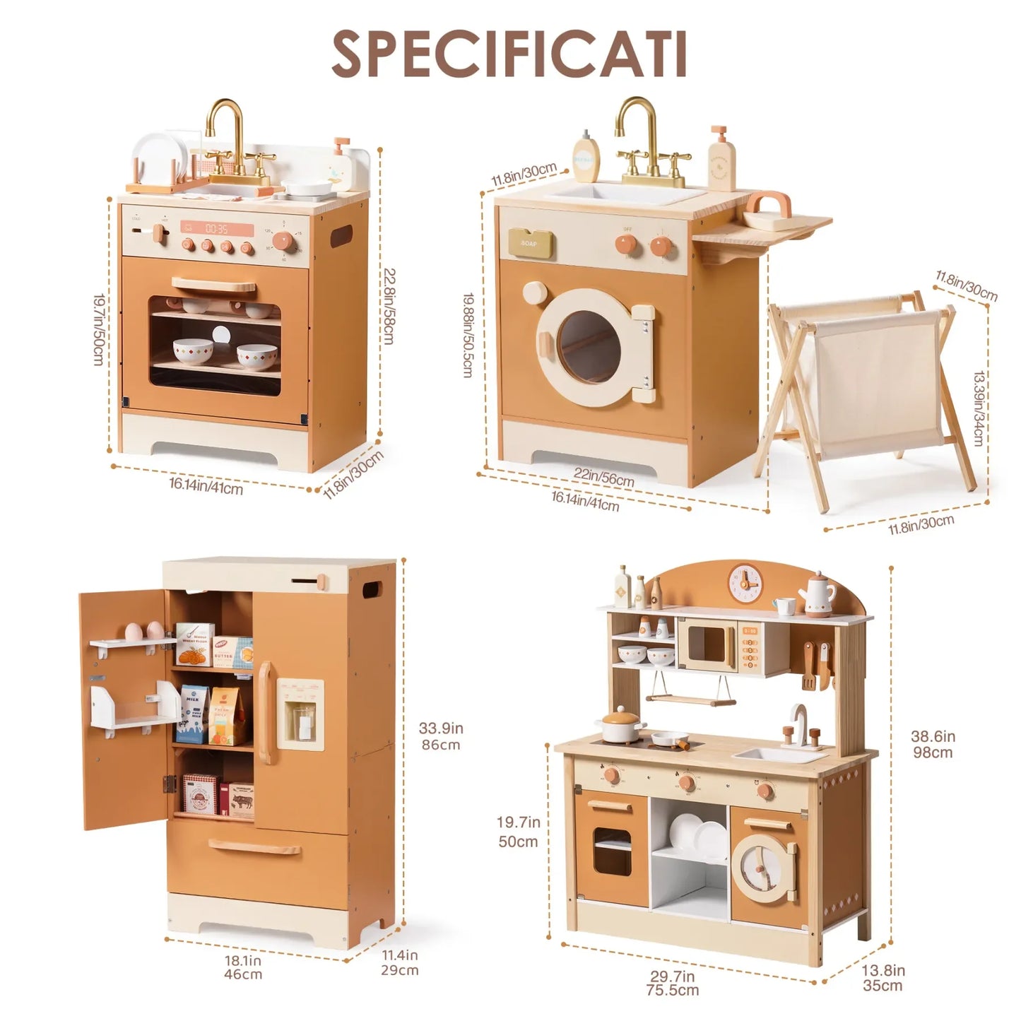 Robotime Wooden Kitchen Playset With Washing Machine And Dishwasher