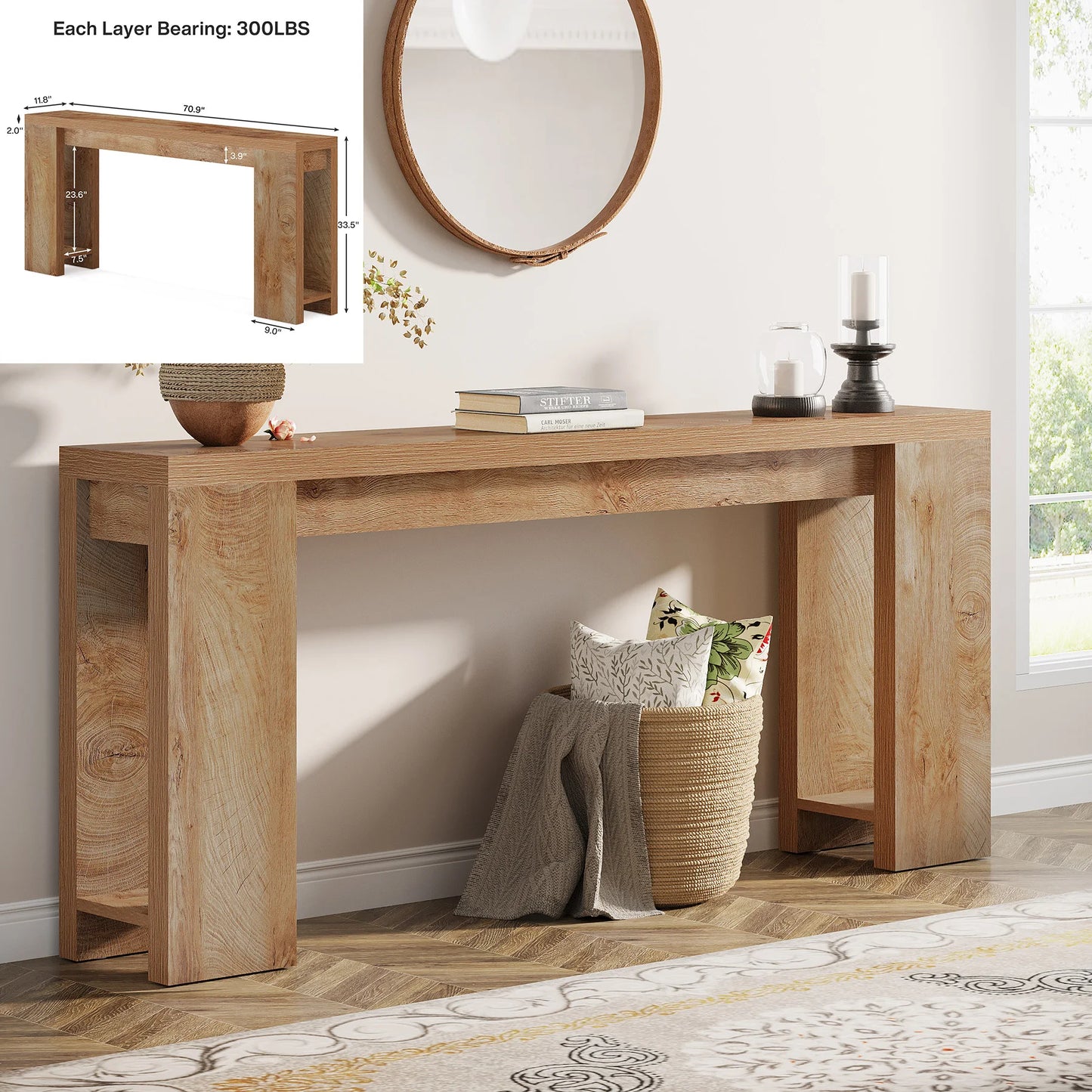 Tribesigns Farmhouse Console Table Wooden Sofa Table
