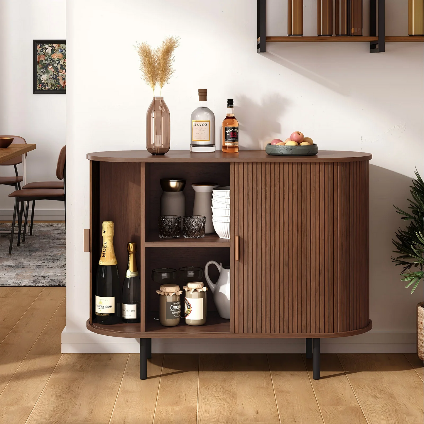 ONBRILL Sideboard Buffet Cabinet With Sliding Door And Adjustable Shelves
