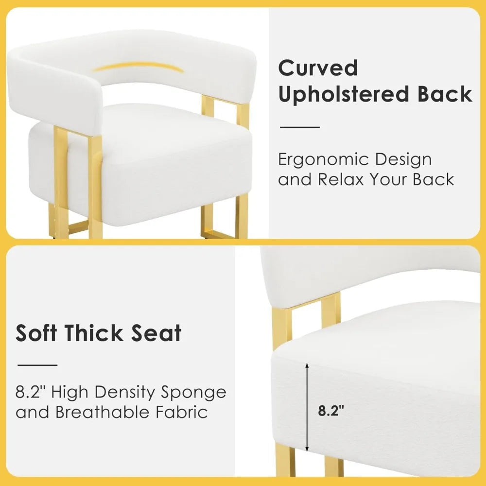 Boucle Barrel Accent Chairs Set 2 For Living Room