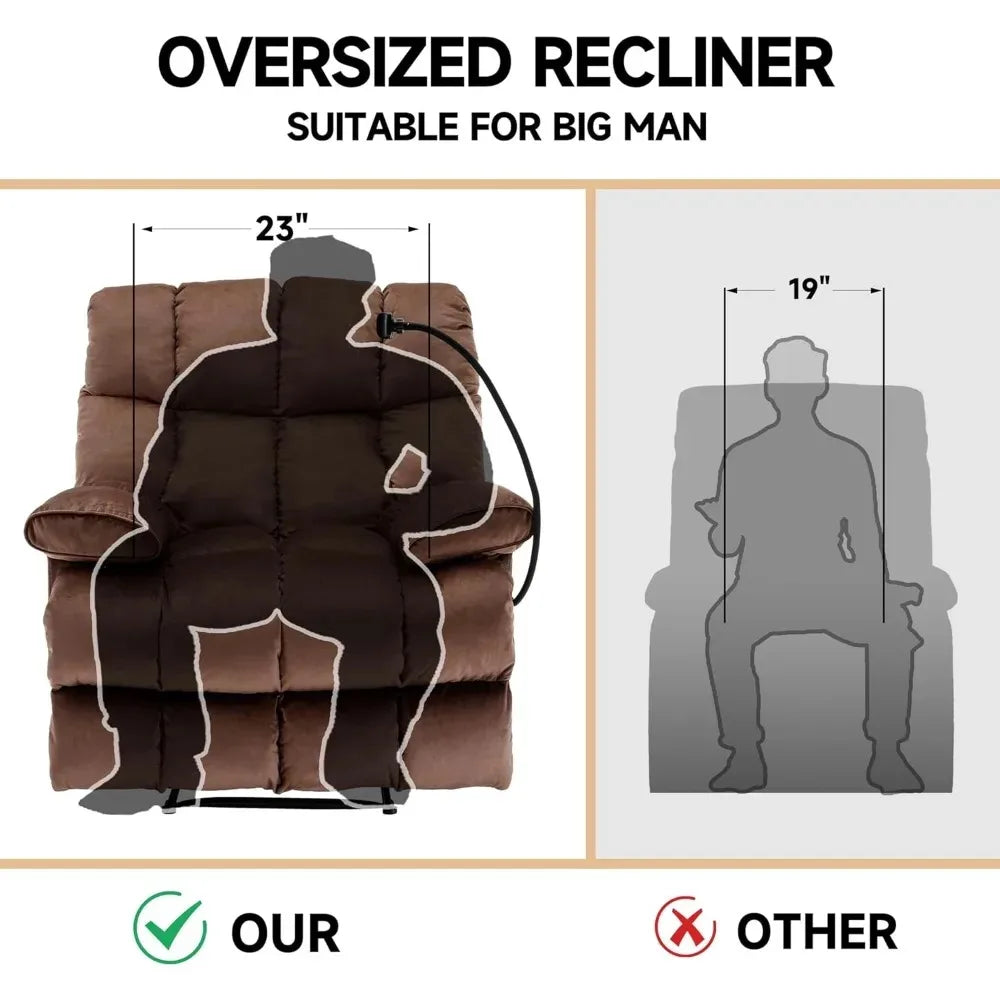 CHENGWEI Oversized Velvet Recliner Chair for Adults