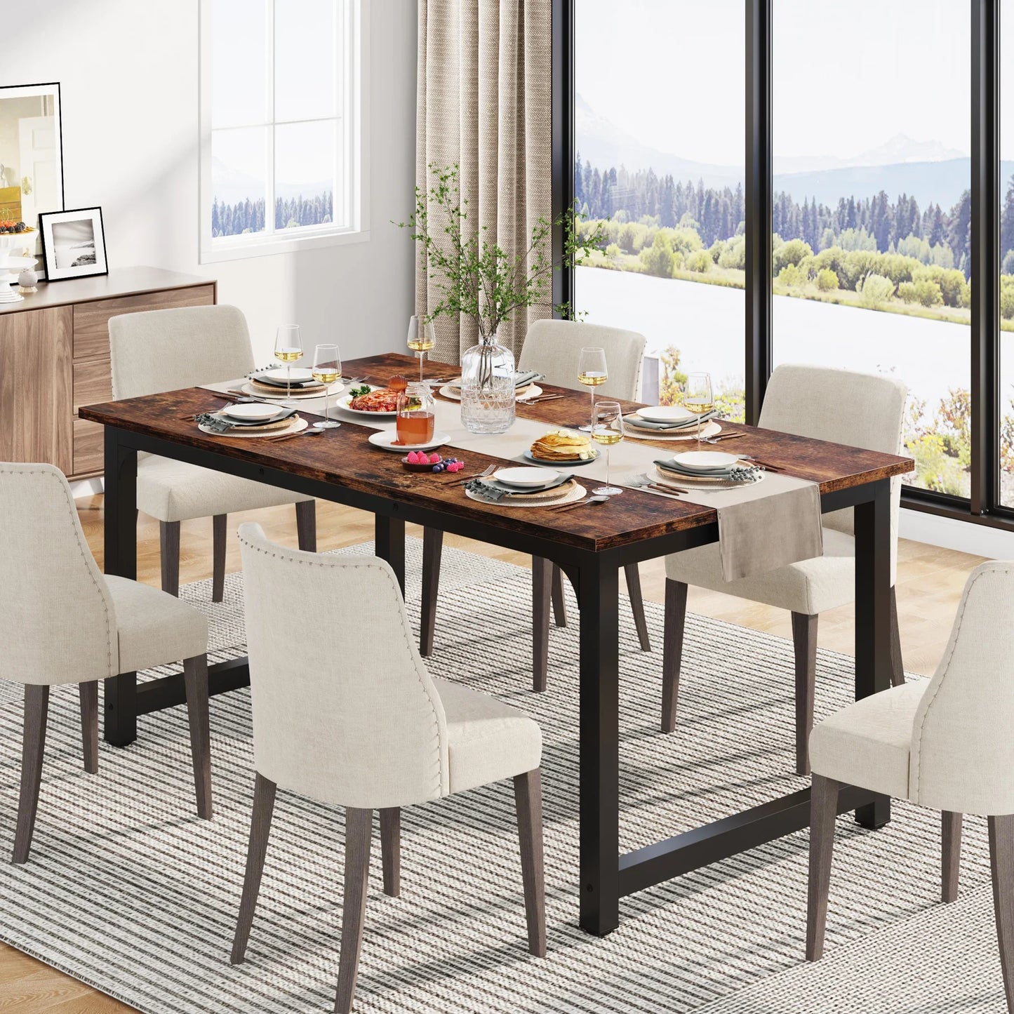 Tribesigns Industrial Dining Table For Six To Eight People
