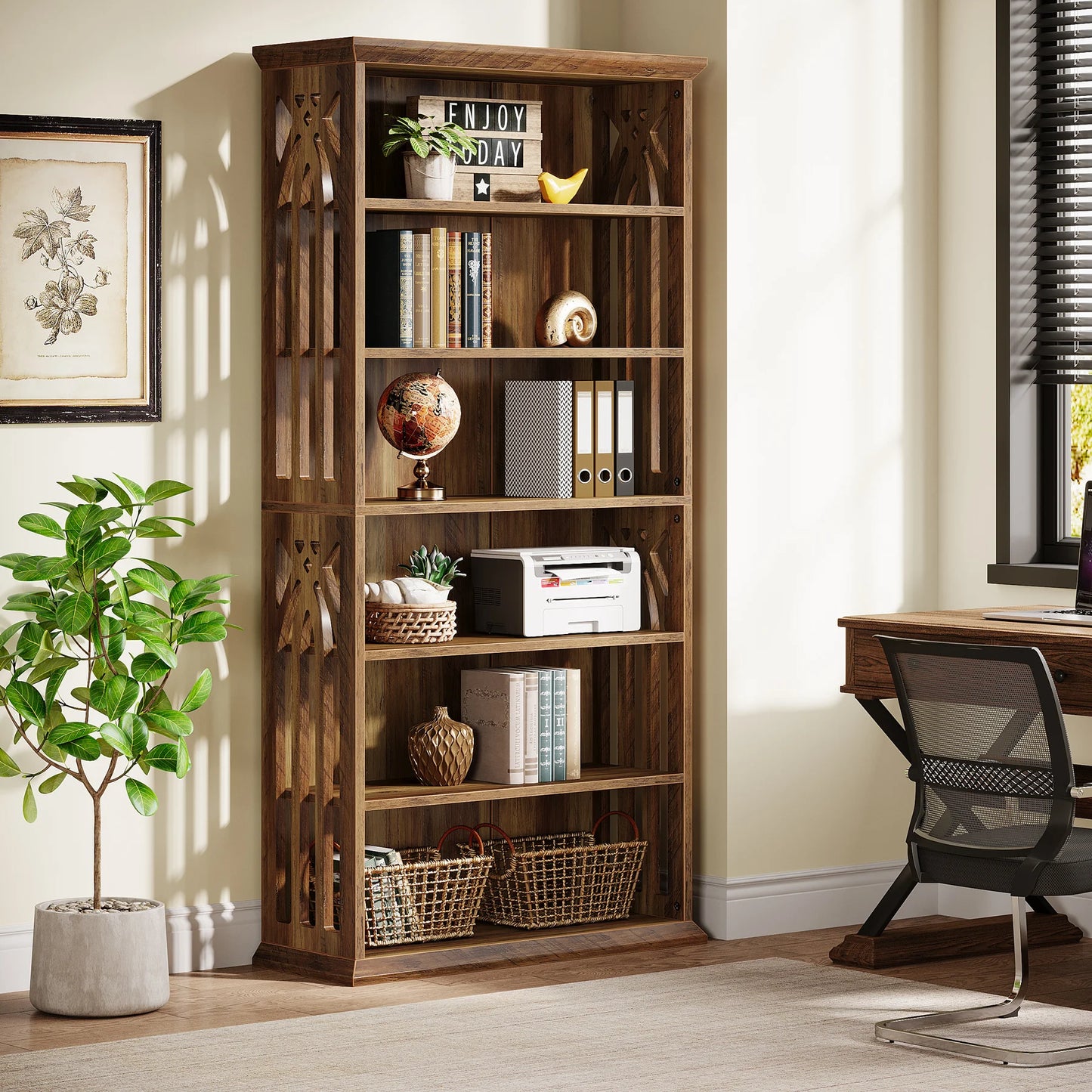 Tribesigns 6 Tier Bookshelf Freestanding Wood Bookcase