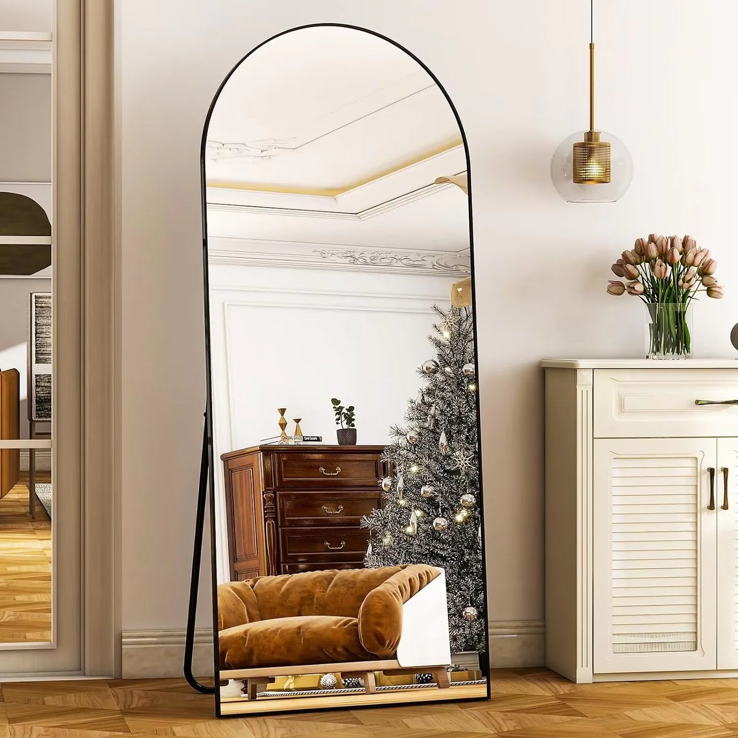 HARRITPURE Aluminum Frame Floor Mirror Modern Minimalist Living Room
