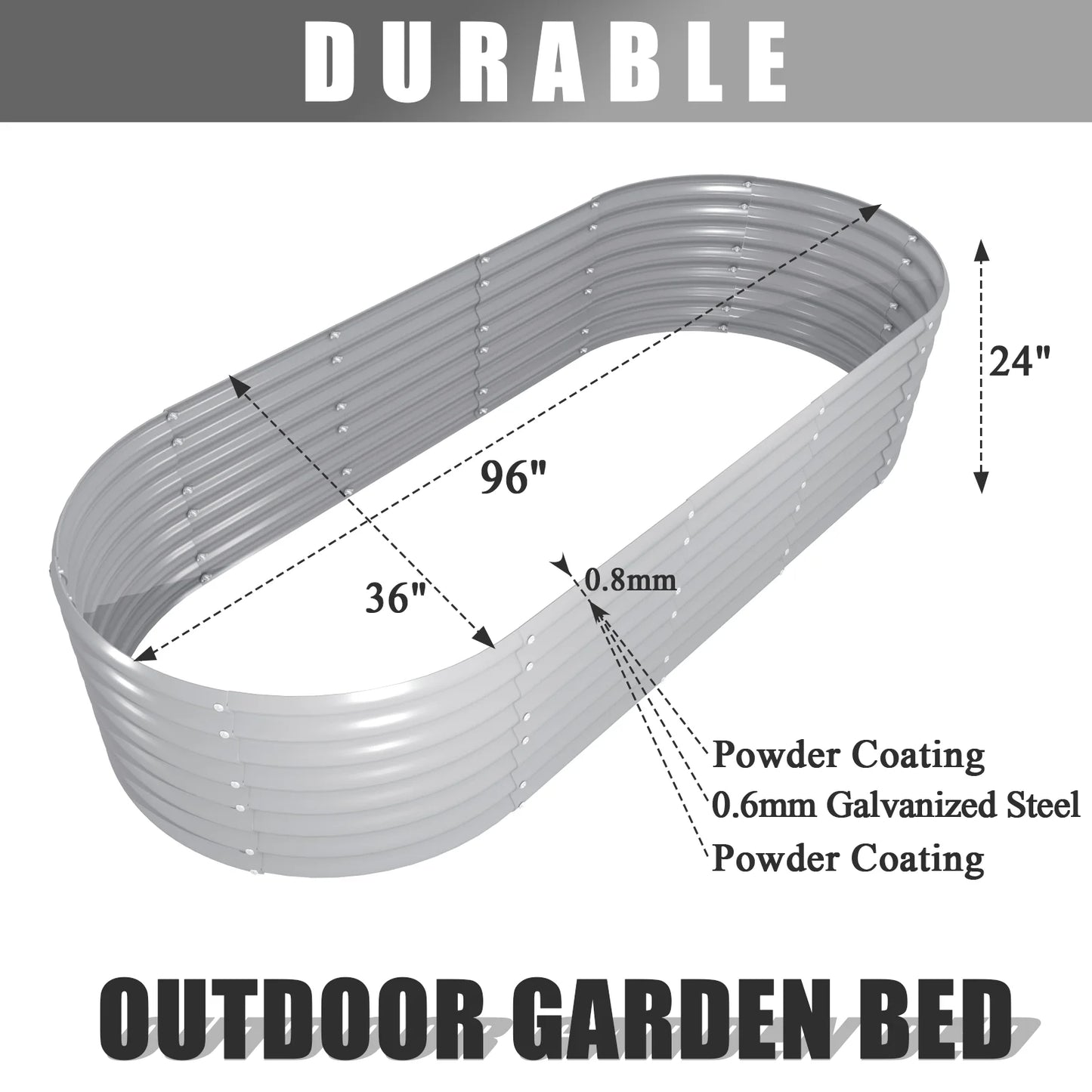 Tramull Galvanized Raised Garden Bed Kit Oval Metal Planter Box