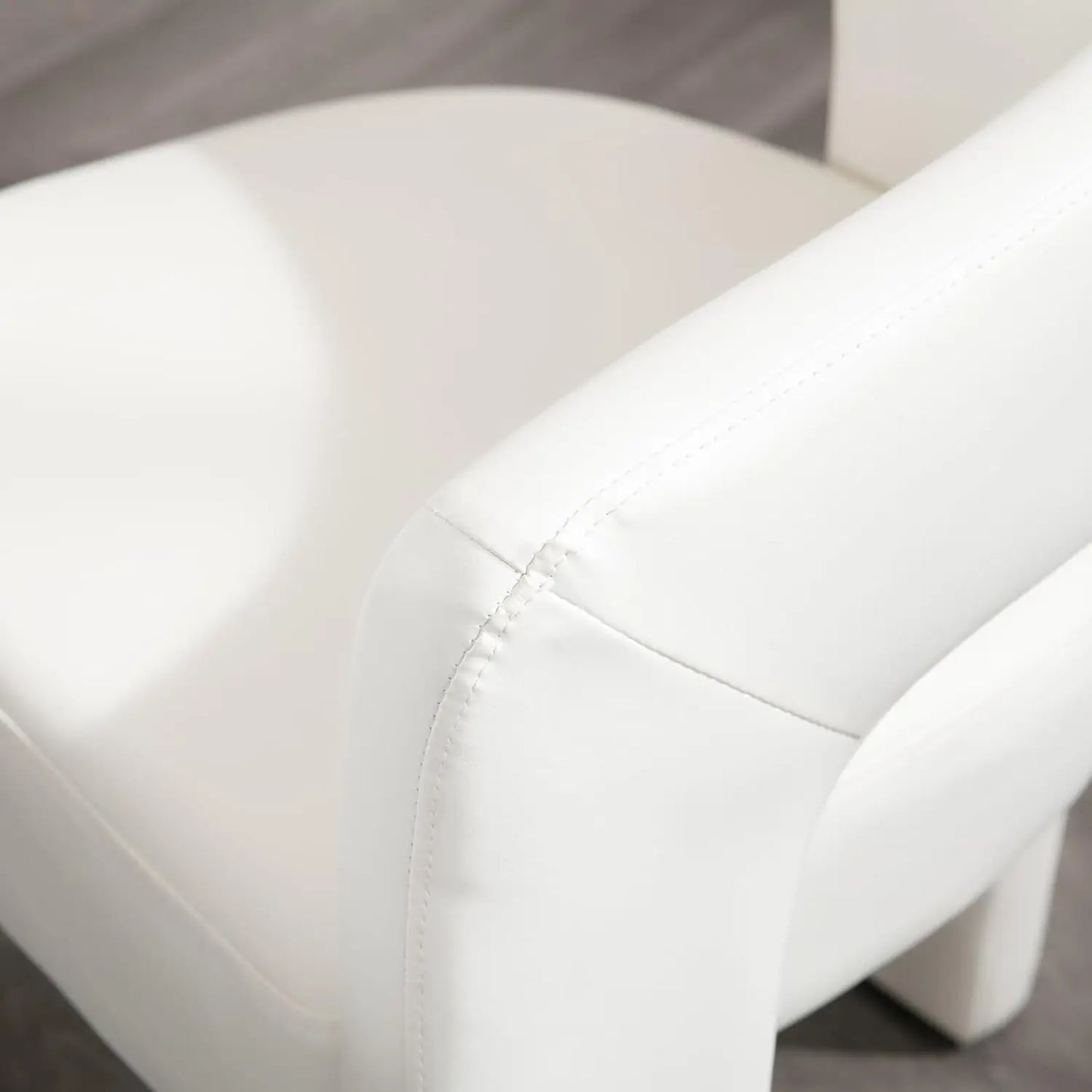 Barrel Dining Chair Upholstered Faux Leather Armchair For Living Room
