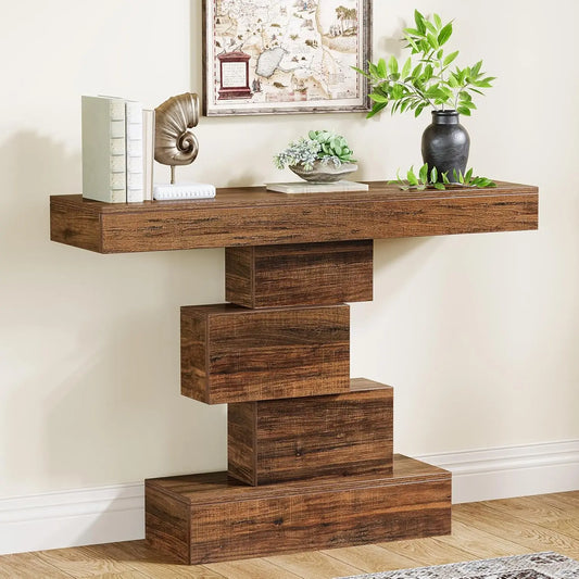 Tribesigns Farmhouse Console Table With Geometric Base Industrial