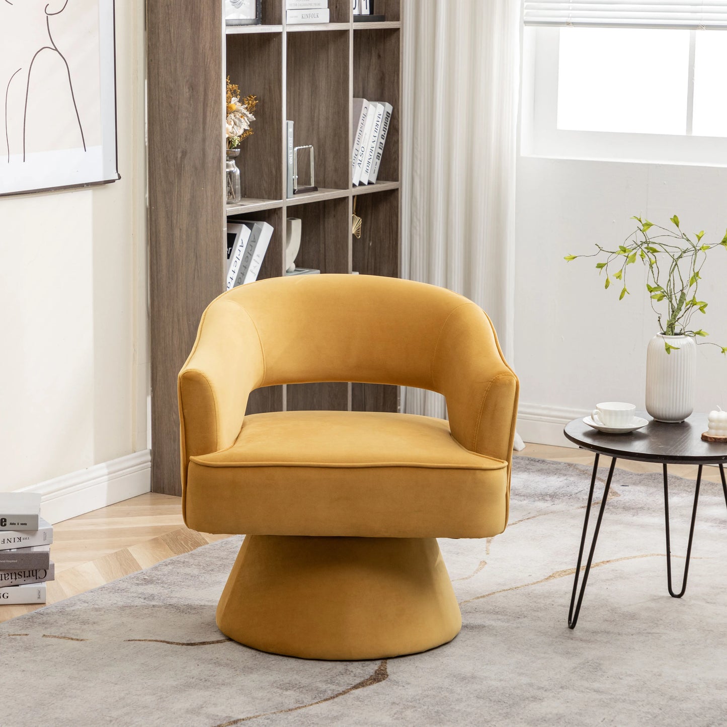 Seyner Modern Velvet Swivel Arm Chair Living Room Sofa