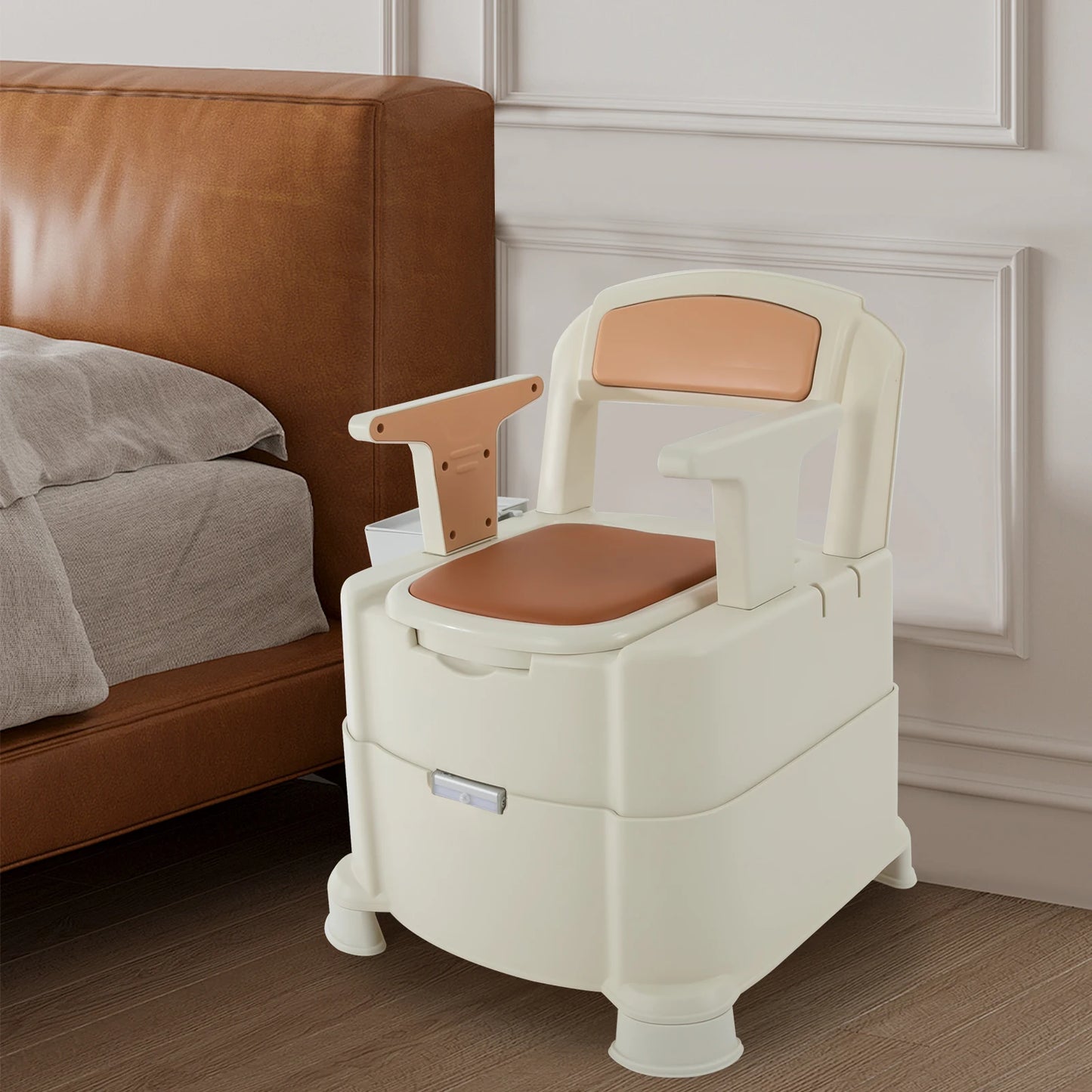 Bedside Portable Toilet With Sensor Night Light And 200kg Load