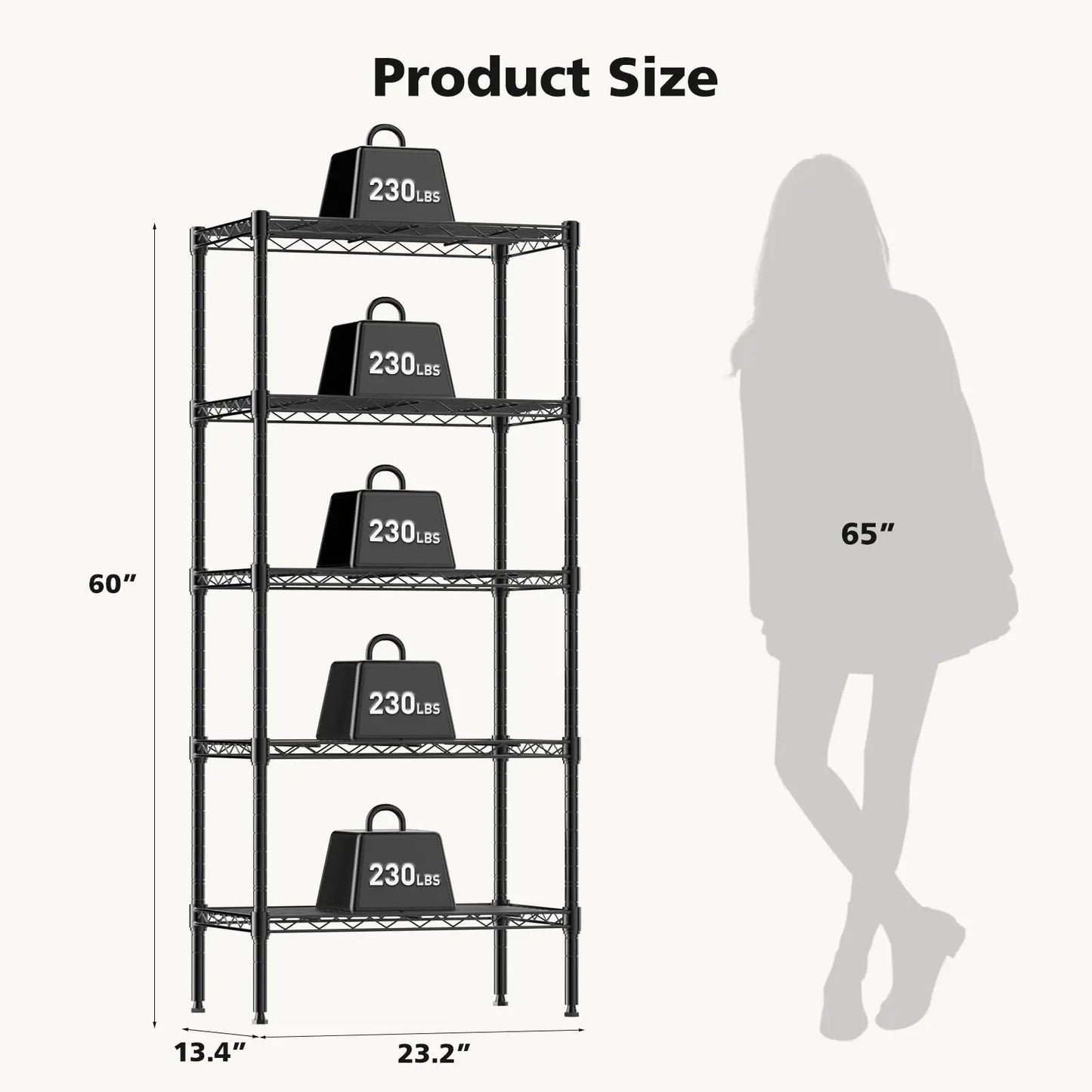 JHK 3-5 Tier Metal Wire Storage Shelves Heavy Duty Organizer
