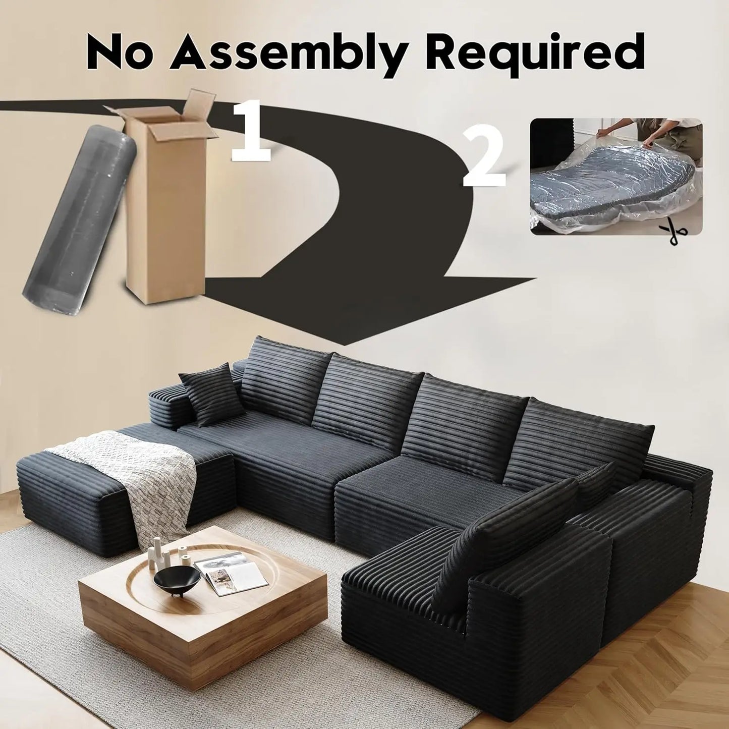 YQXHCN Cloud Style Modular Sectional Sofa With Corduroy Memory Foam