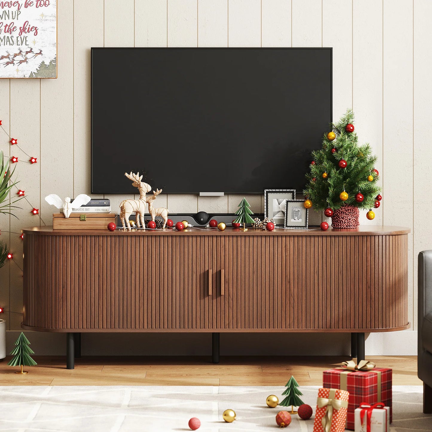 ONBRILL TV Stand With Power Outlet Entertainment Center With Storage