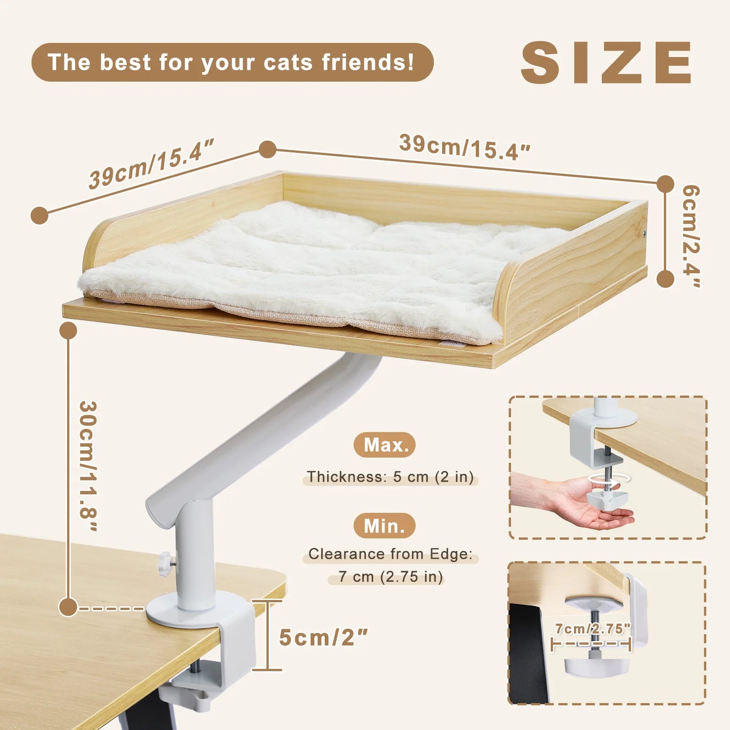 PAWZ Road Cat Desk Bed 360 Rotatable Stand for Indoor Cats