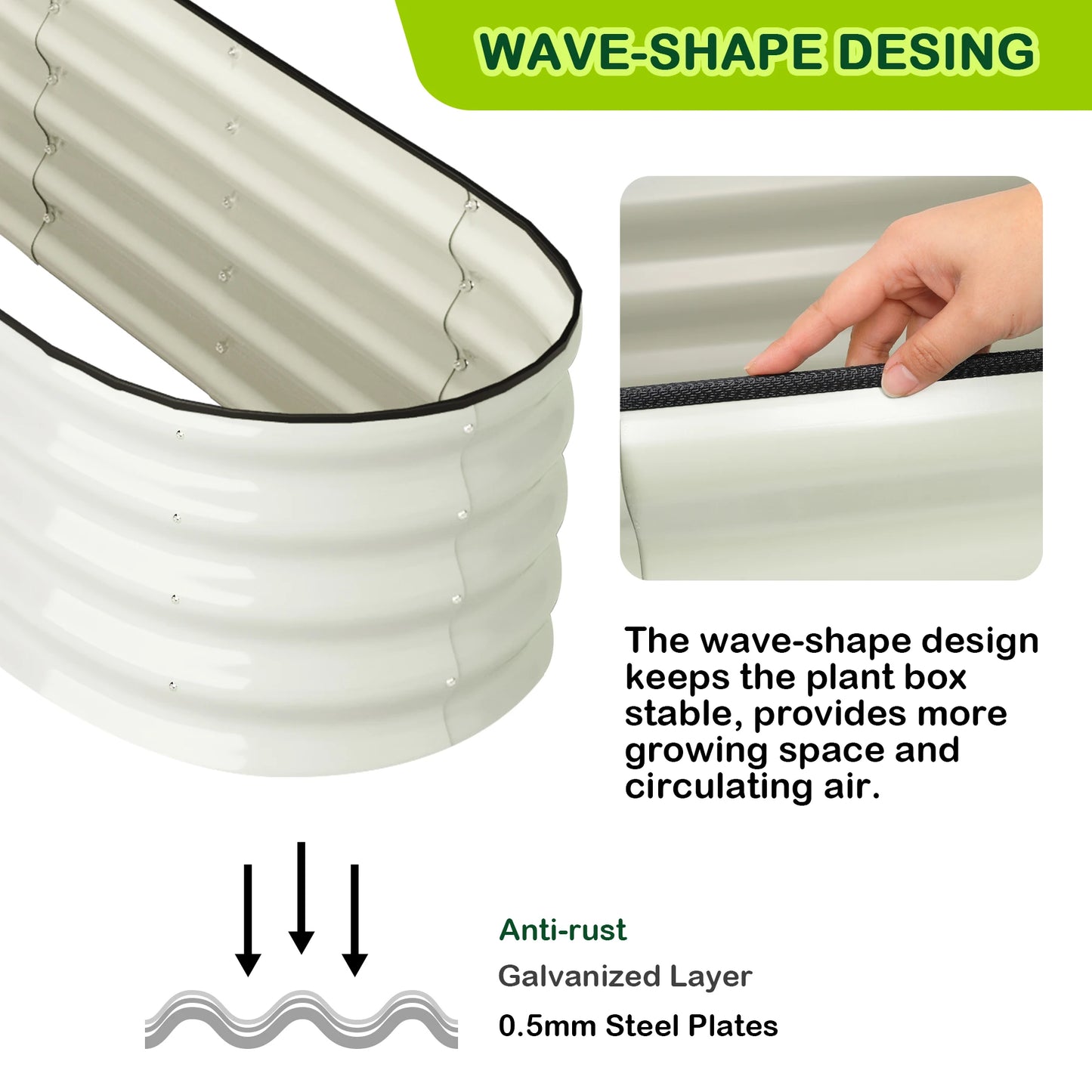 HiMISS Two Pack Oval Galvanized Raised Garden Bed Outdoor Planter