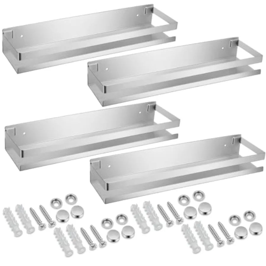 4 Piece Bathroom Shower Shelf Set Wall Mounted Caddy Organizer