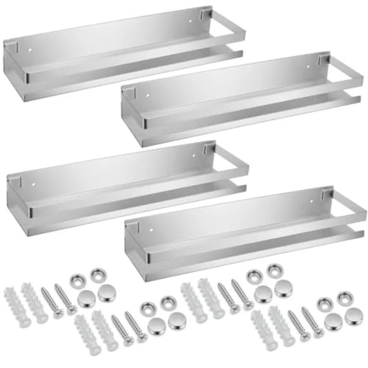 4 Piece Bathroom Shower Shelf Set Wall Mounted Caddy Organizer