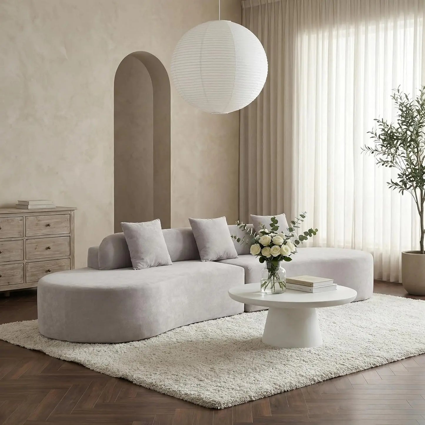 Boneless Sectional Sofa Modern Curved Cloud Couch Living Room