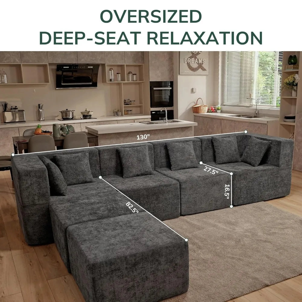 Modular L Shaped Sectional Sofa Set With Ottoman Modern Morocco