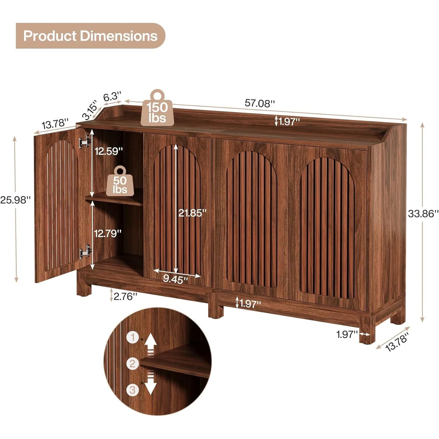 Little Tree Buffet Cabinet With Storage Farmhouse Sideboard