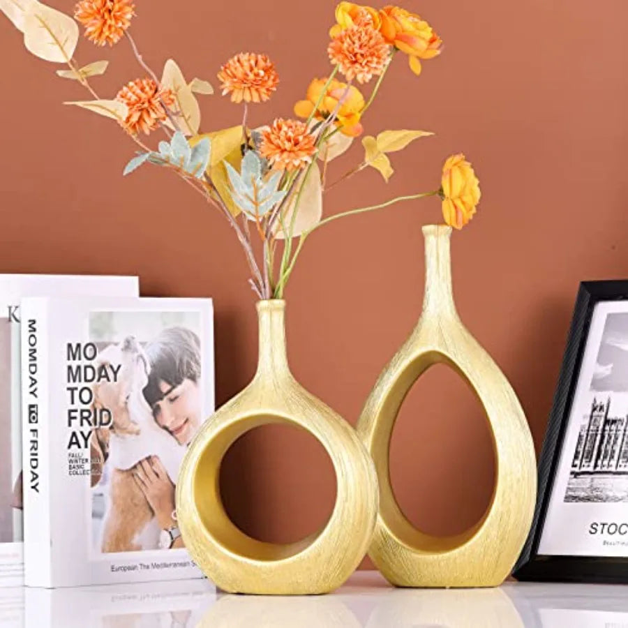 Ceramic Vase Set Modern Hollow Circle Vases For Home Decor