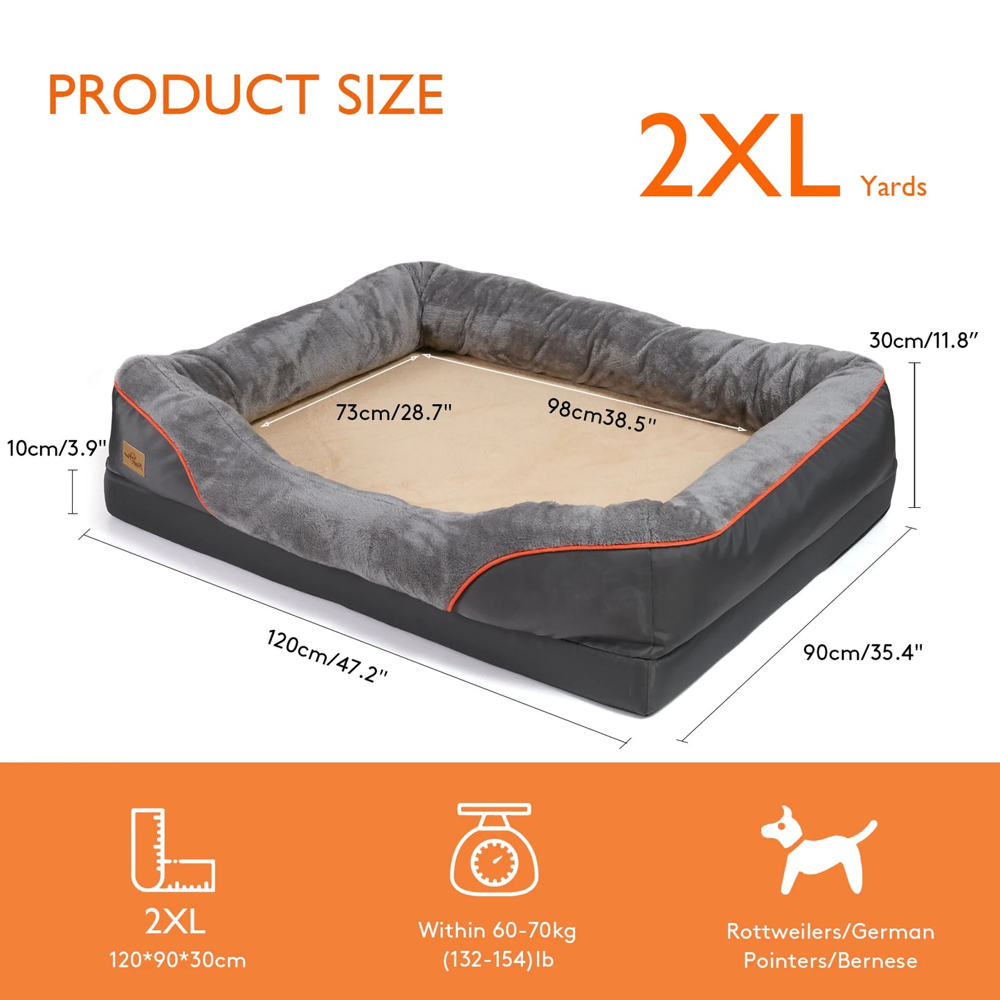 BINGOPAWCN Anti Allergy Dog Bed With Washable Removable Cover