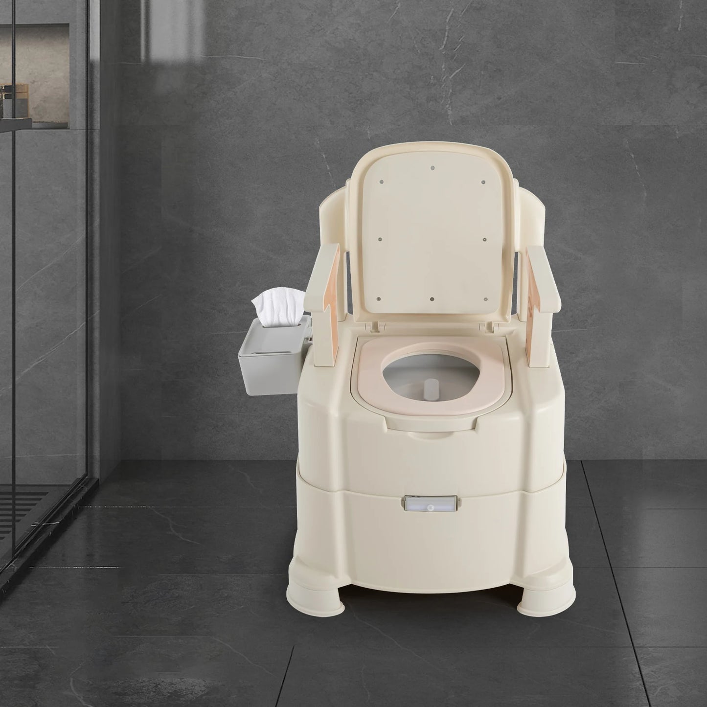 Bedside Portable Toilet With Sensor Night Light And 200kg Load
