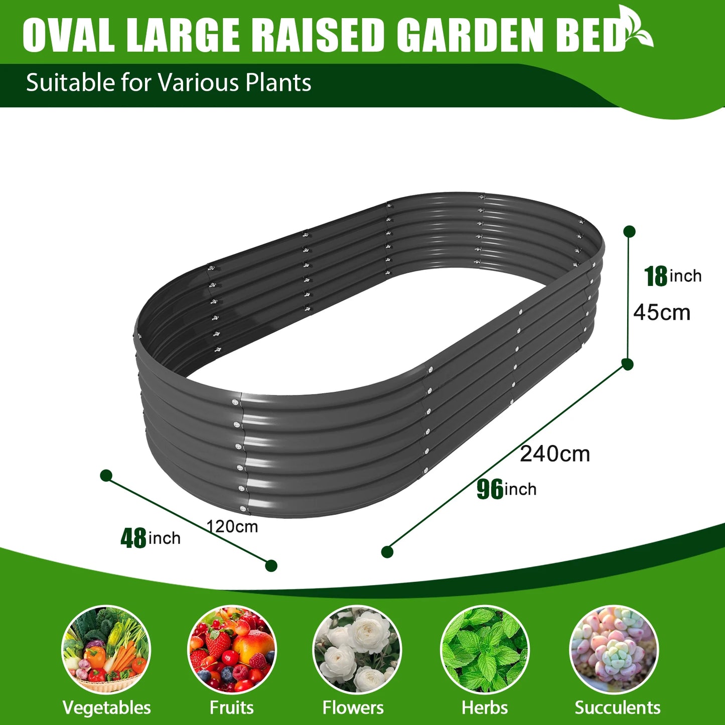 Tramull Galvanized Raised Garden Planter Box for Vegetables and Herbs