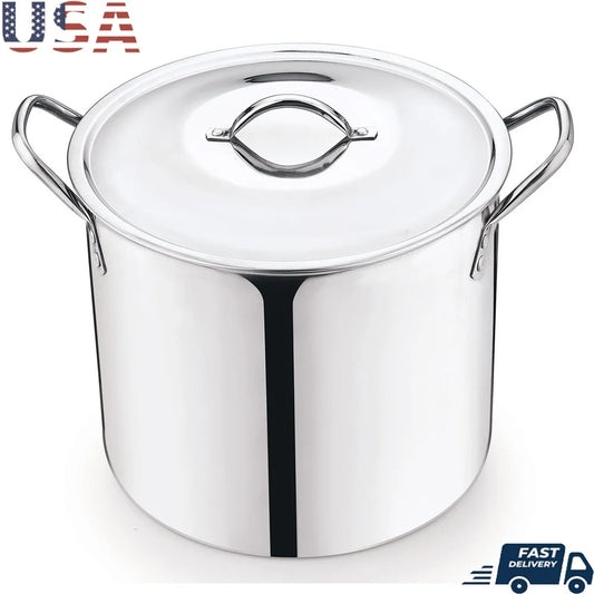 Stainless Steel Stock Pot With Stay Cool Handles And Lid