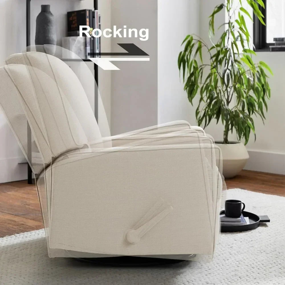 Swivel Rocker Recliner Chair Leather Upholstered for Living Room