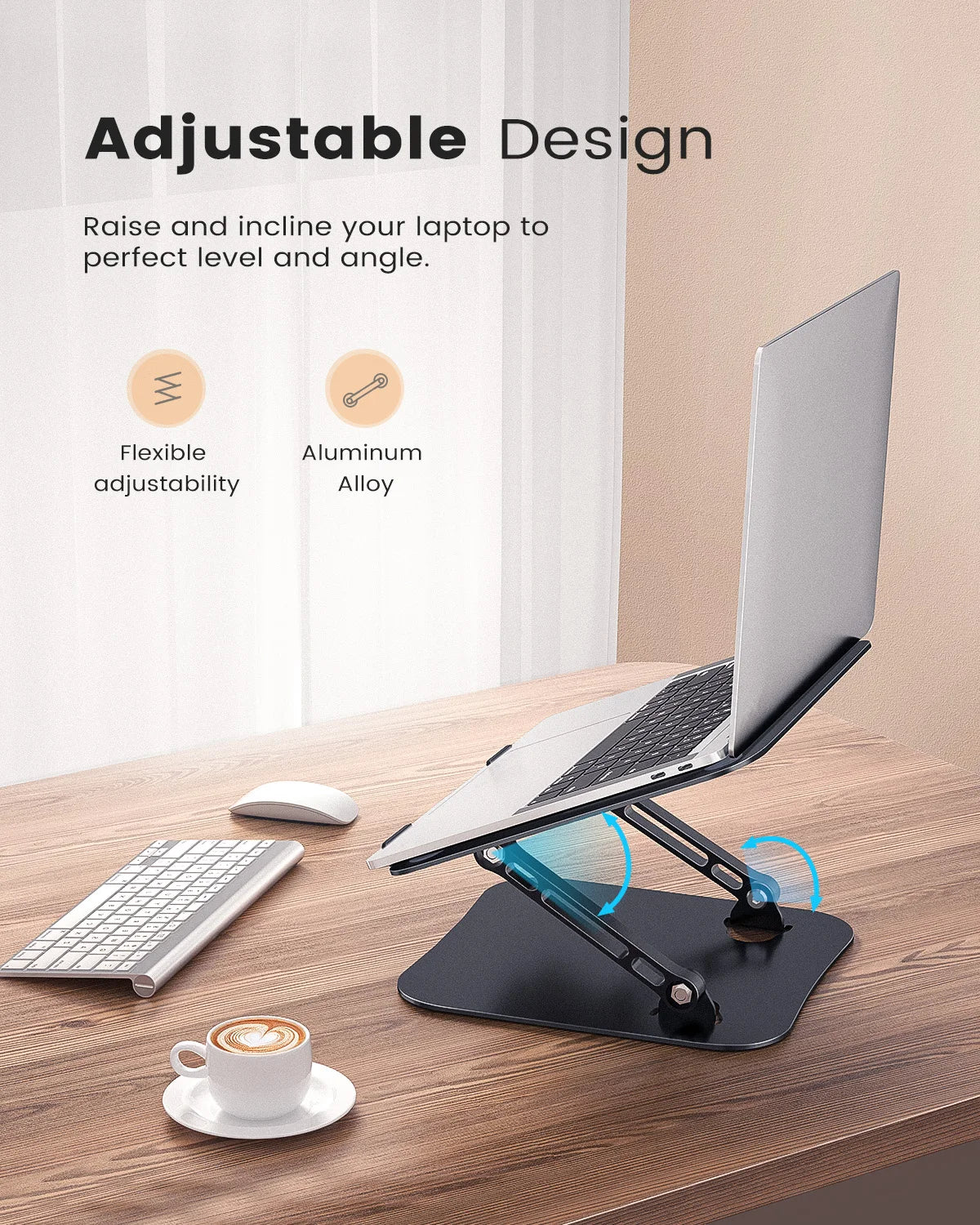 KOOTION Portable Adjustable Aluminum Laptop Stand For Desk Foldable