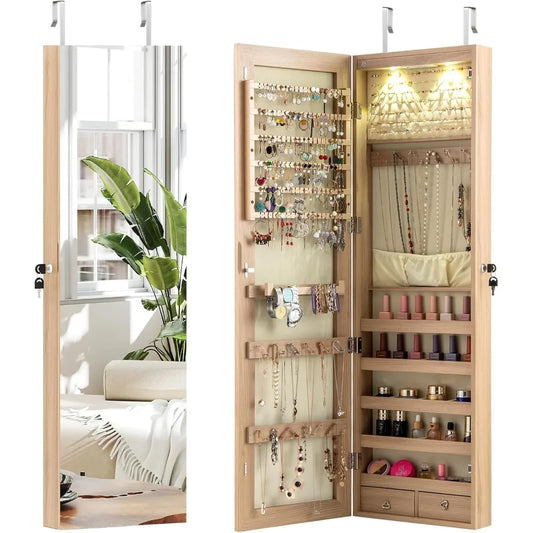 XIAOLANG Moccha Wall Mounted Jewelry Armoire With LED Lights