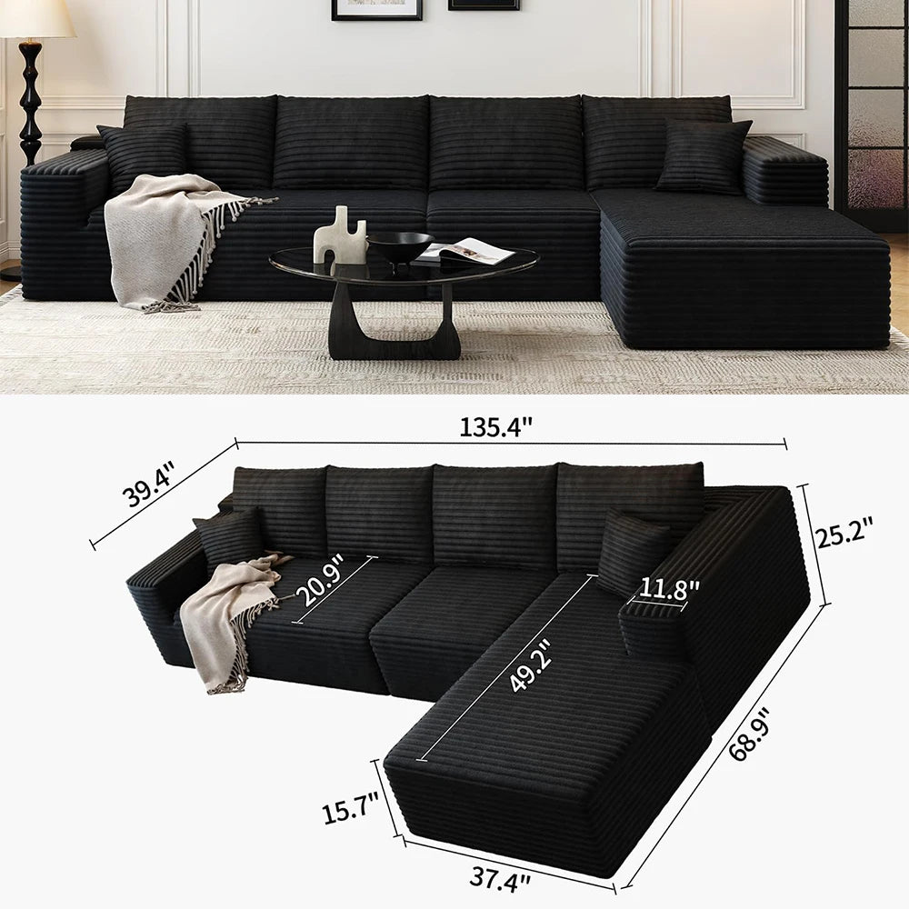 YQXHCN Cloud Style Modular Sectional Sofa With Corduroy Memory Foam