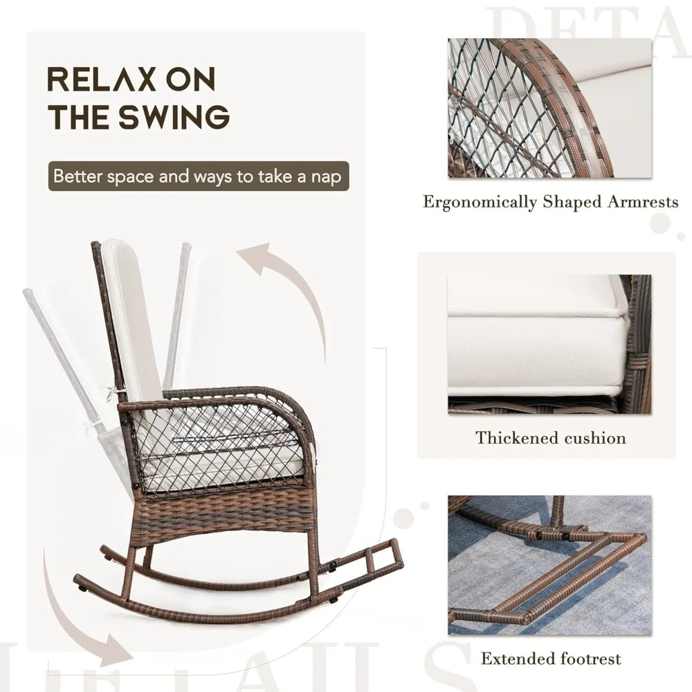 Outdoor Rocking Chairs 3 Piece Patio Set With Cushions