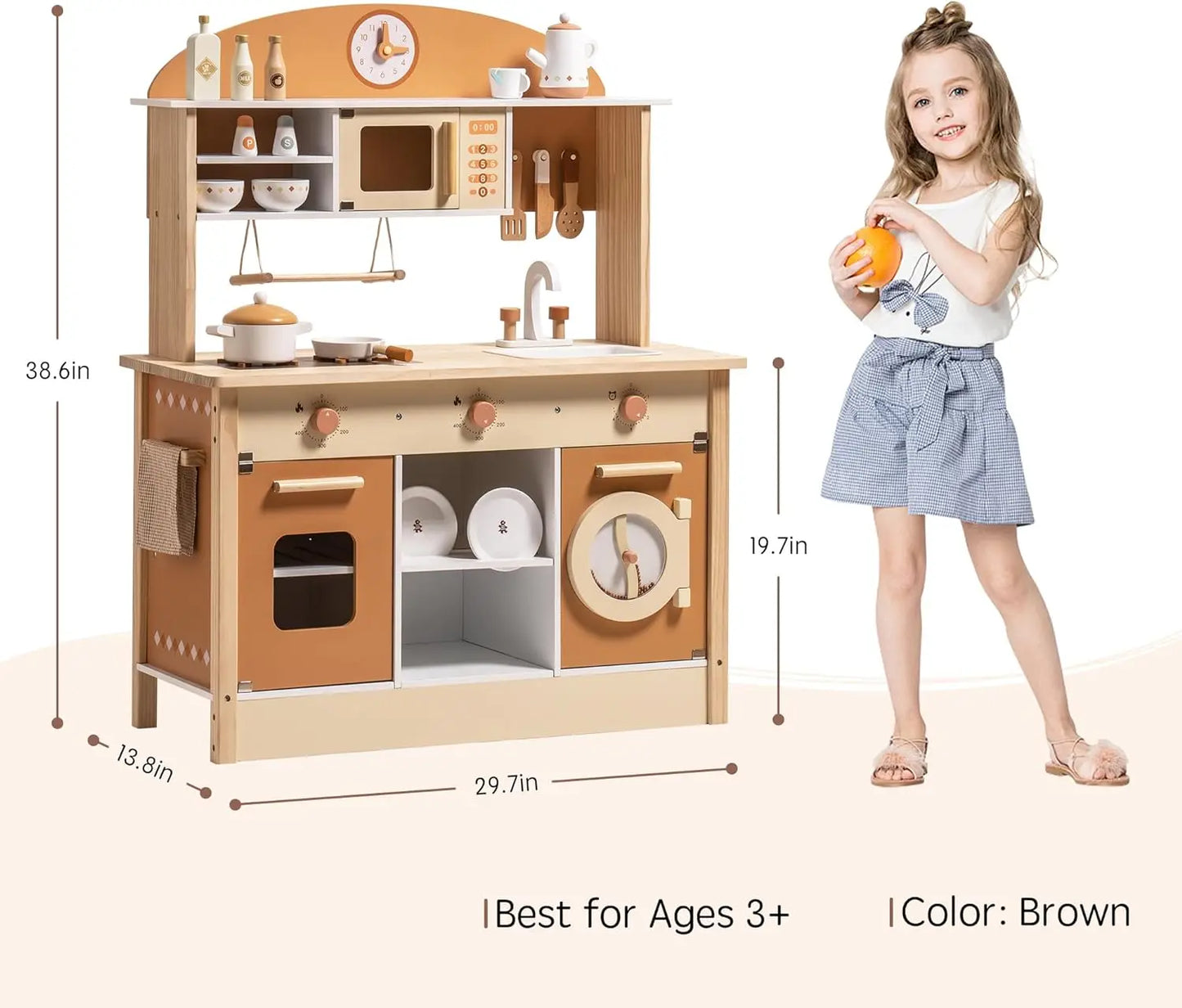 Robotime Wooden Kitchen Playset With Washing Machine And Dishwasher