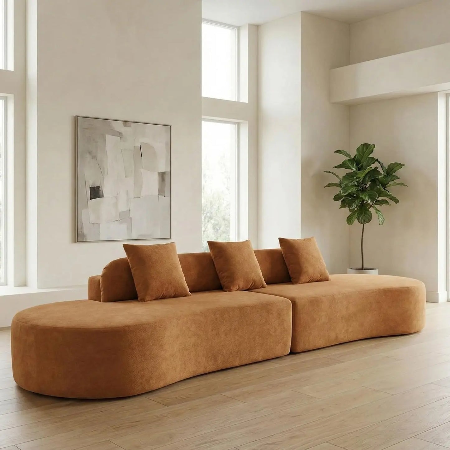 Boneless Sectional Sofa Modern Curved Cloud Couch Living Room