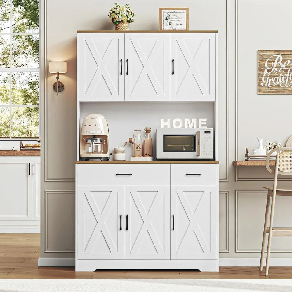 Pantry Cabinet With Charging Station And Microwave Stand