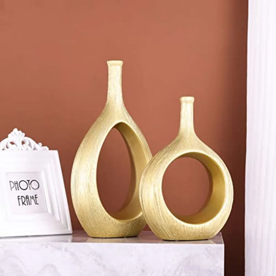 Ceramic Vase Set Modern Hollow Circle Vases For Home Decor