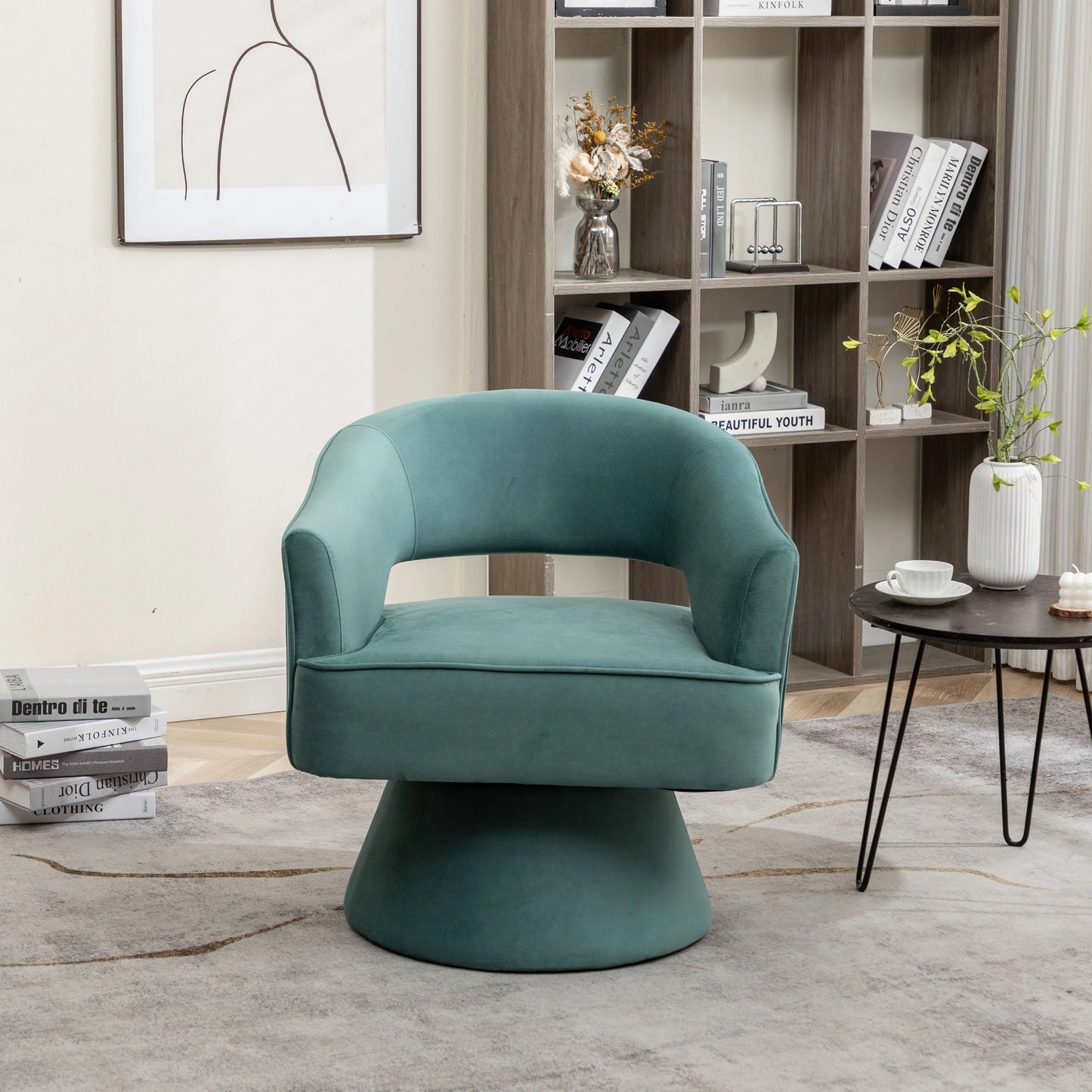 Seyner Modern Velvet Swivel Arm Chair Living Room Sofa