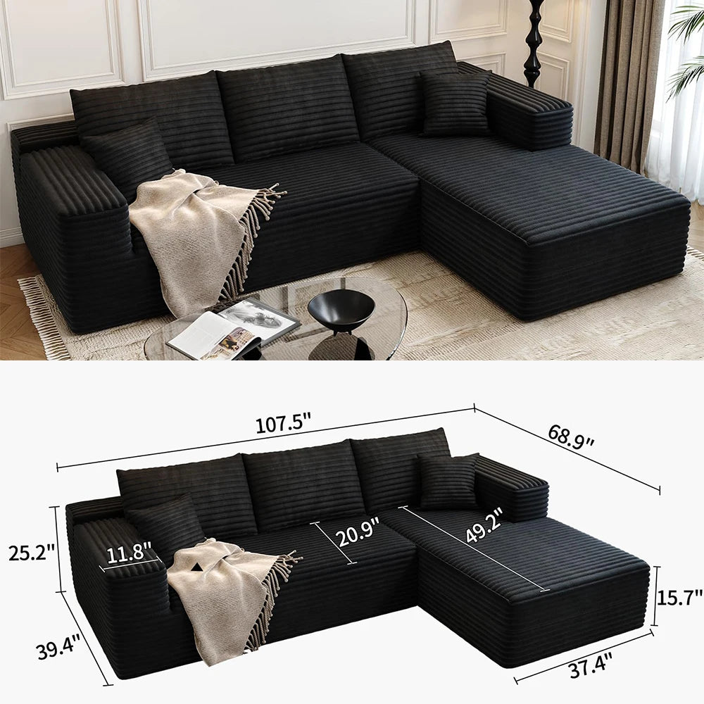 YQXHCN Cloud Style Modular Sectional Sofa With Corduroy Memory Foam