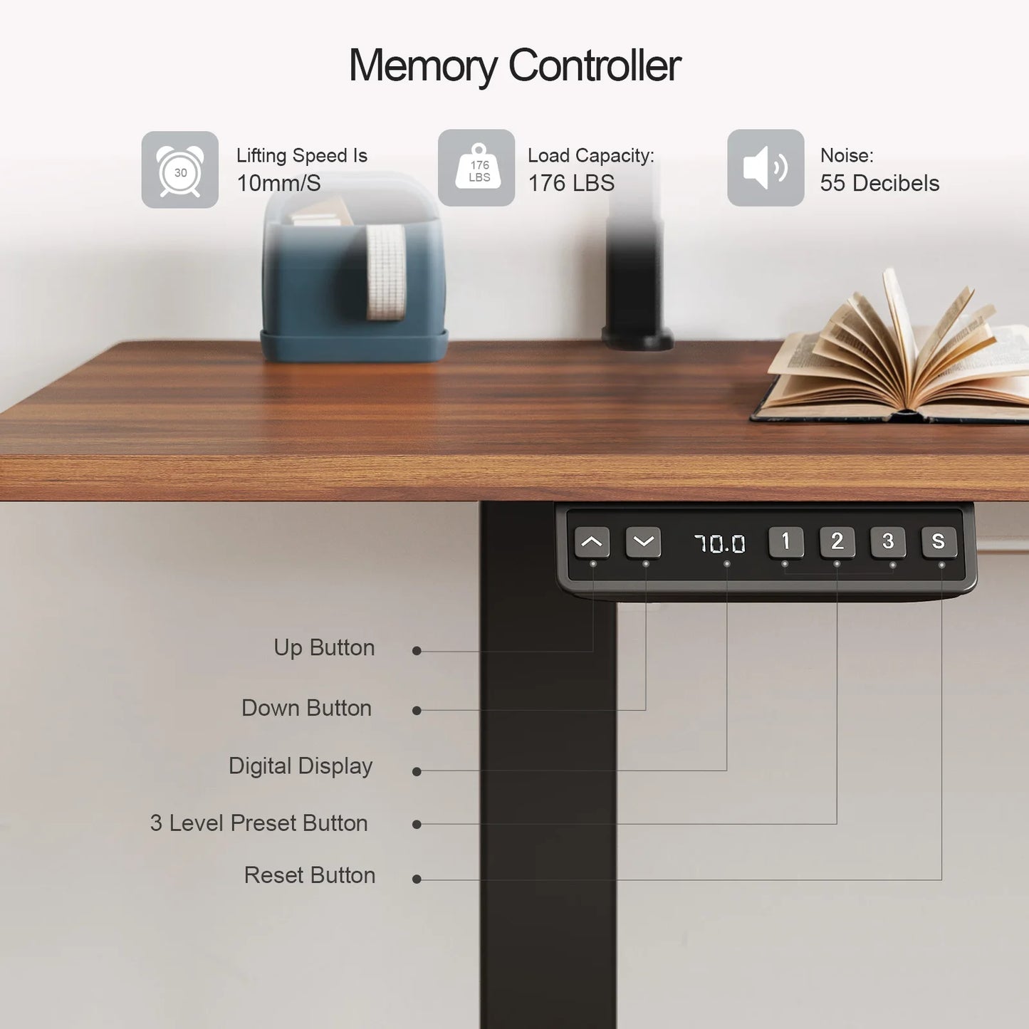 ONBRILL Standing Desk Electric Height Adjustable With Monitor Shelves
