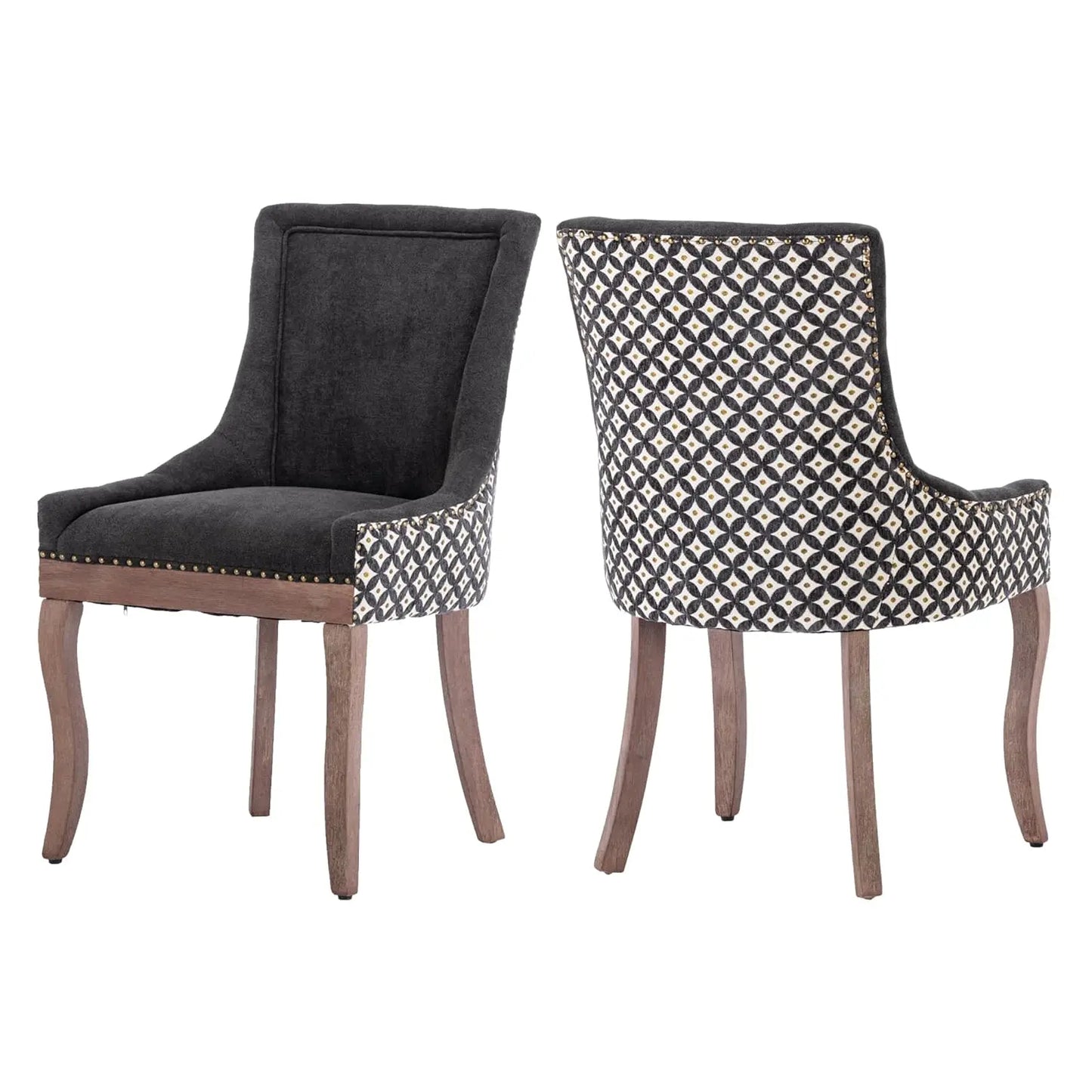 Upholstered Dining Chairs Set Of 2 Nailhead Trim Padded