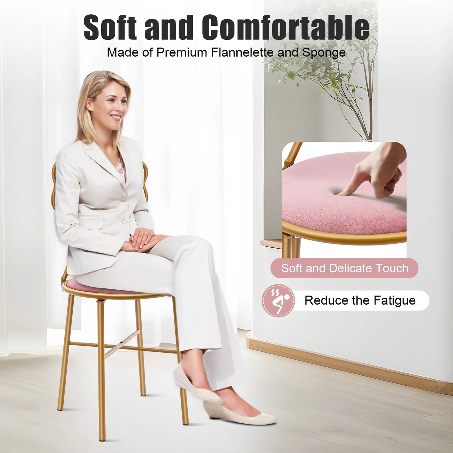 Bymaocar Butterfly Backrest Chair Iron Vanity Stool for Home