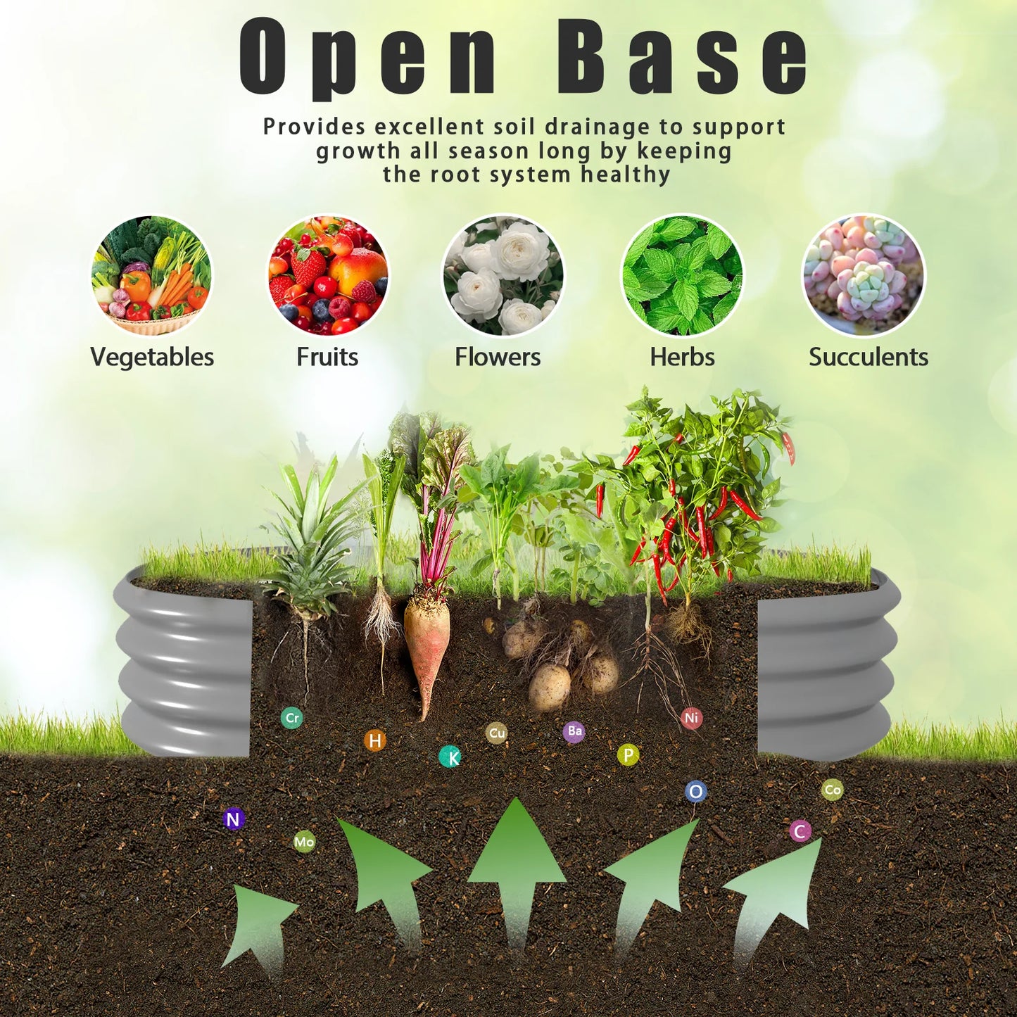 Tramull Galvanized Raised Garden Bed for Outdoor Vegetables and Herbs