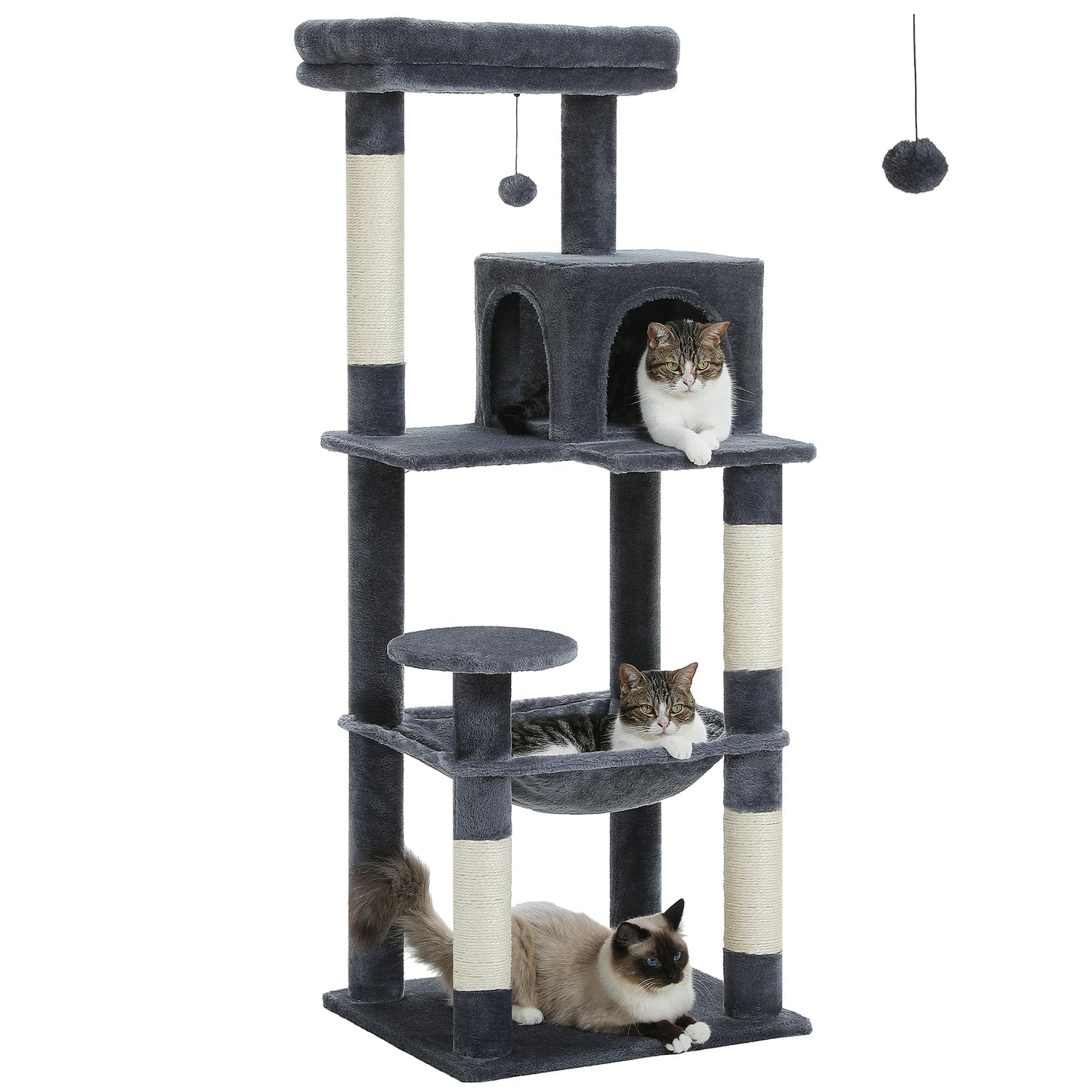 PEQULTICN Multi Level Cat Tree With Scratching Posts And Cozy Hammock
