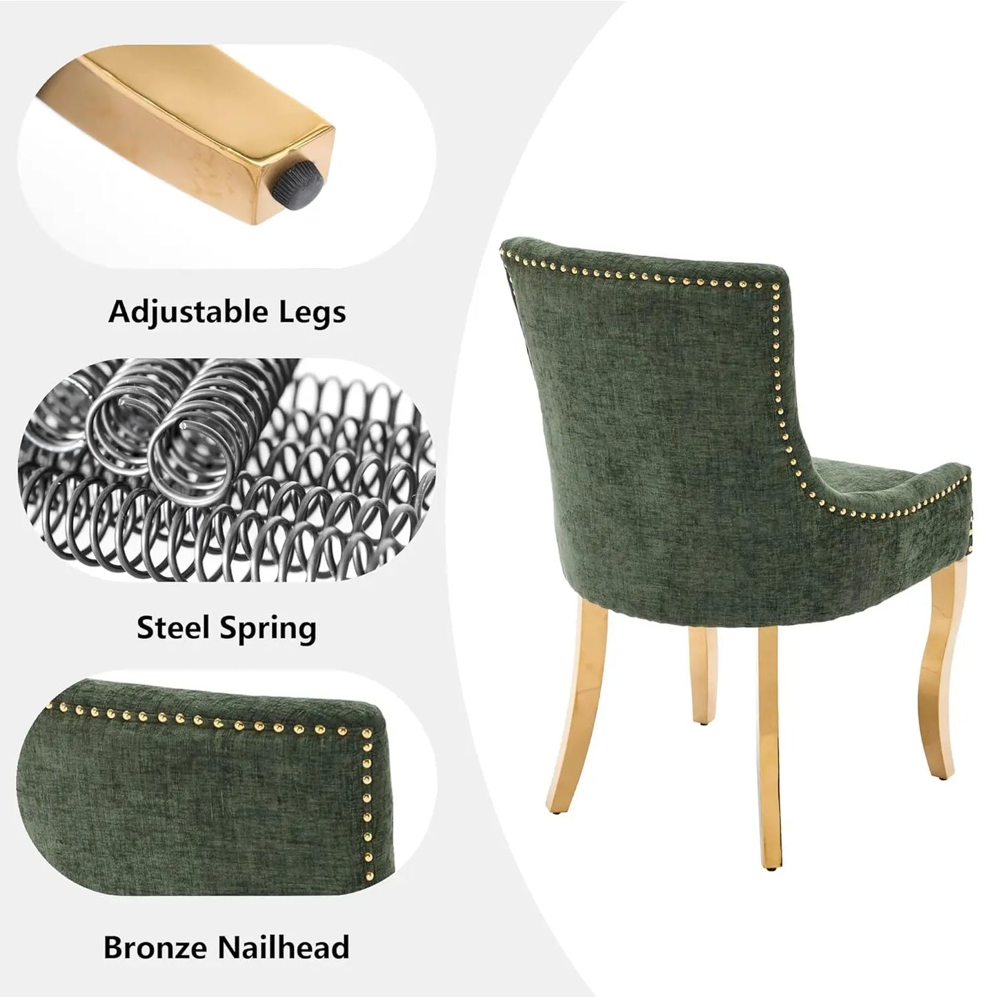 Upholstered Dining Chairs Set Of 2 Nailhead Trim Padded