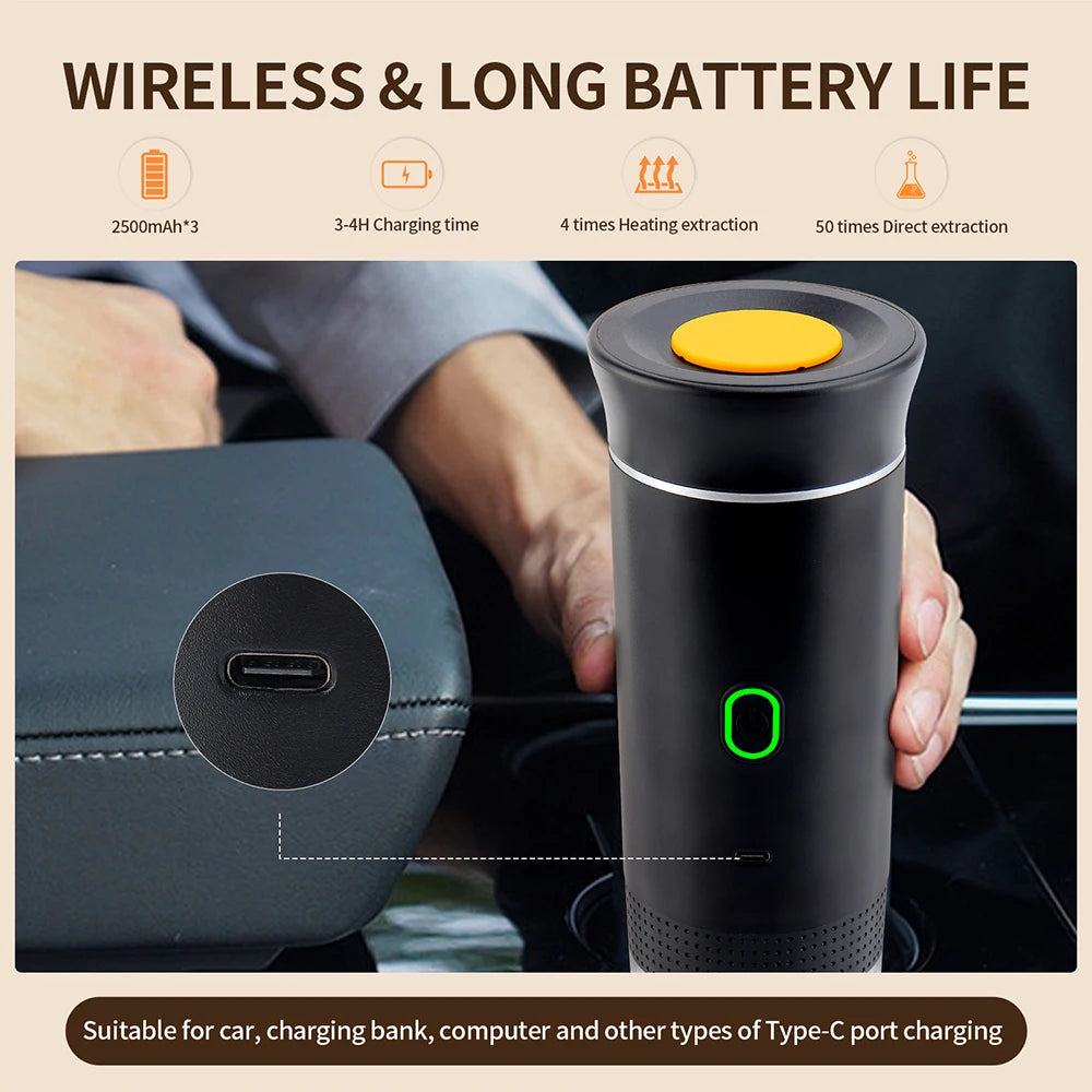 Obecilc Portable Wireless Espresso Machine 3-in-1 Capsule Coffee Maker