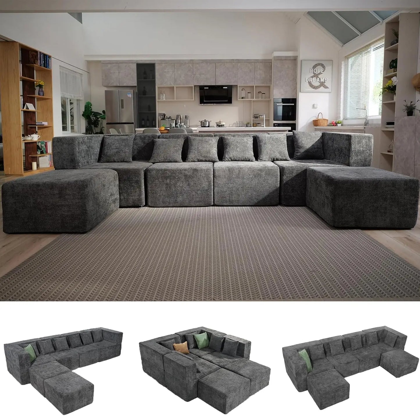 Modular L Shaped Sectional Sofa Set With Ottoman Modern Morocco